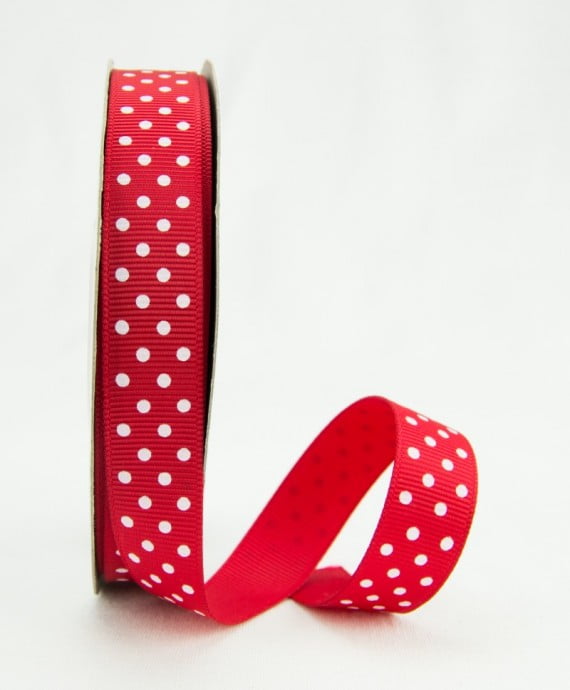 Ribbon Bazaar Grosgrain Swiss Dots 5/8 inch Red 25 yards Ribbon