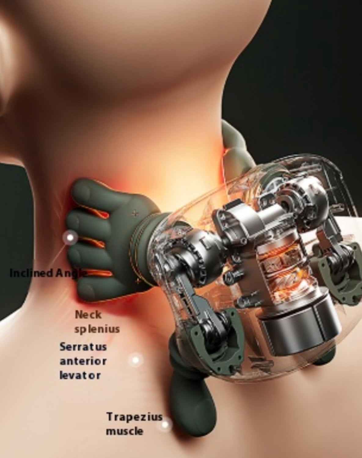 Heat Massager – 4D Wireless Neck Massager with Heat, Deep Tissue Kneading, Simulation Human Hand Shoulder Massager, Ideal for Home and Office Use
