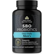 Probiotics for Men by Ancient Nutrition, SBO Probiotics Men's Once Daily 30 Ct, for Healthy Digestion and Immune System Function Support, 25 Billion CFUs* Per Serving