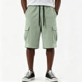 thumbnail image 5 of Men's Solid Corduroy Cargo Shorts Multi Pocket Elastic Drawstring Waist Relaxed Knee Length Streetwear Casual Workout Shorts, 5 of 6