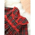 thumbnail image 5 of Elippeo Christmas Dress 12M 2Y 3Y 4Y 5Y 6Y Plaid Print Long Sleeve Round Neck Ruffled Tulle Patchwork A-Line Dress Xmas Clothing, 5 of 10