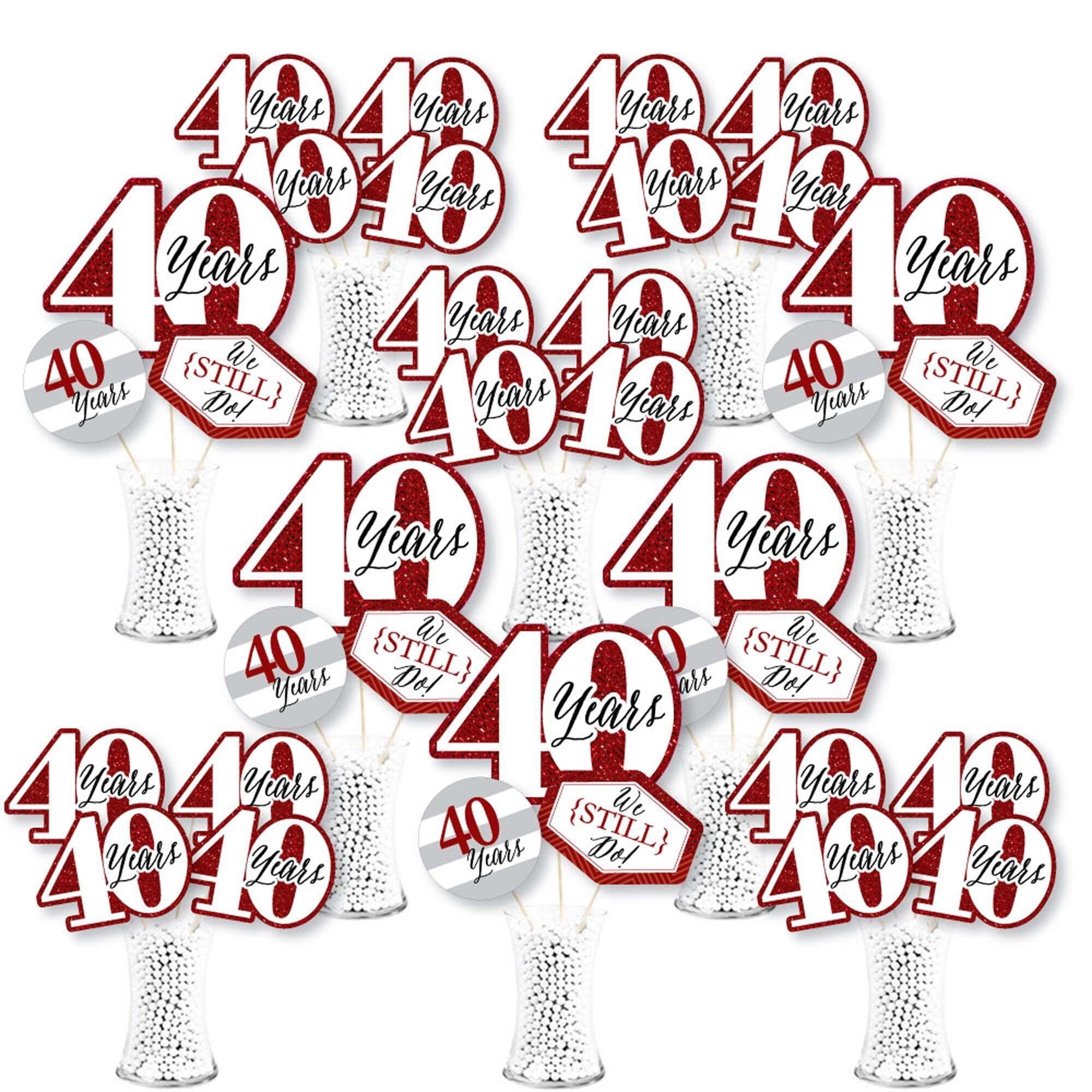 Big Dot of Happiness We Still Do - 40th Wedding Anniversary - Anniversary Party Centerpiece Sticks - Showstopper Table Toppers - 35 Pieces