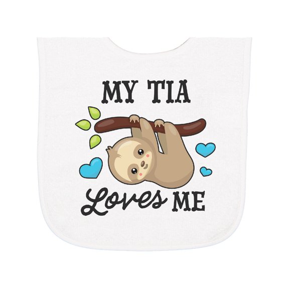Inktastic My Tia Loves Me with Sloth and Hearts Baby Terry Cloth Bib