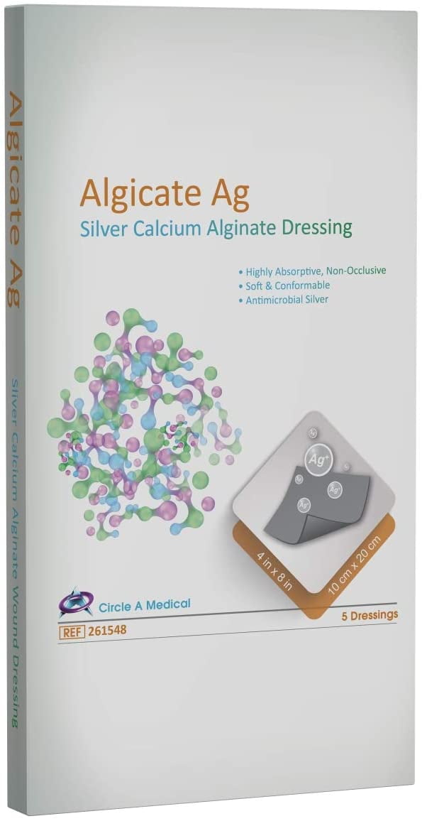 Algicate Ag Silver Calcium Alginate Wound Dressing Sterile 3/4' x 12' 5 Pack Picture Might Not Match The Size Listed