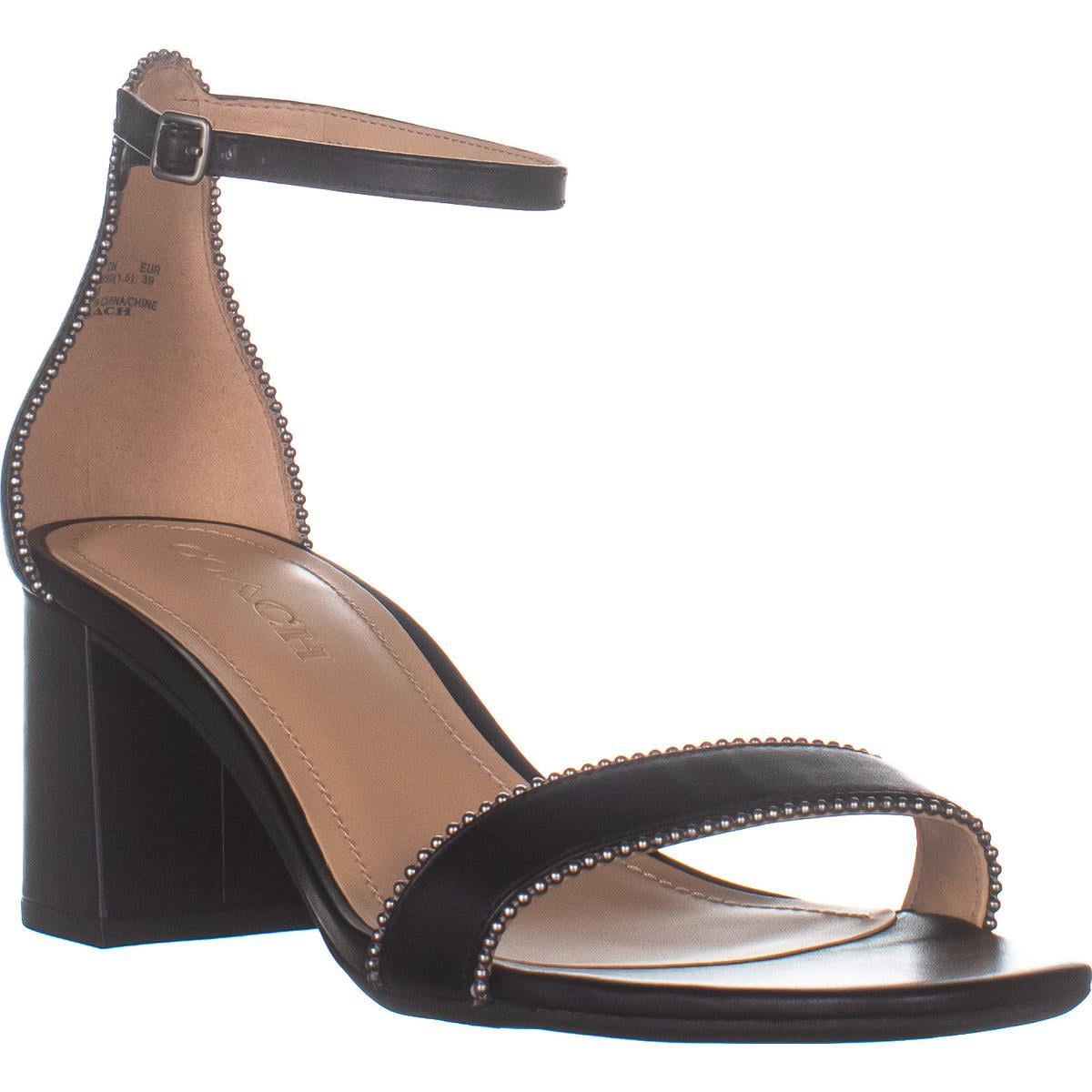 Coach Womens Coach Maddie Ankle Strap Sandals, Black, 8.5 US