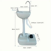 5-Gallon Portable Foot-Pump Wash Basin - Hands-Free Camping Sink with Wheels & Stand - Lightweight (4kg) HDPE for RV, Events - Hygienic White Design