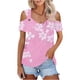 thumbnail image 1 of Camisas de Manga Corta para las Mujeres de Verano Sexy Frío Hombro Suéter Blusa Cuello en V Sólido, Ligero para Diario, 1 of 9