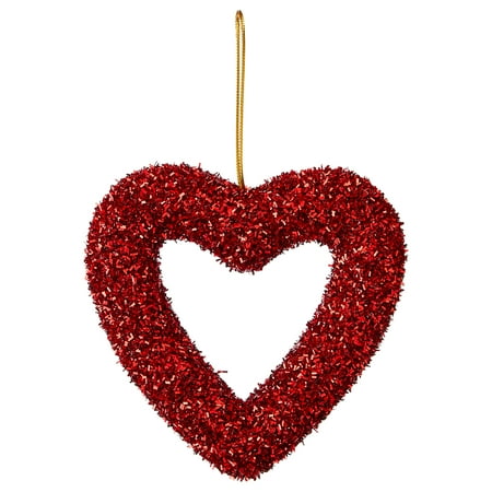 Tinsel Heart Ornament Hanging Decoration, Red, 6", Valentine's Day by Way To Celebrate