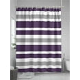 thumbnail image 5 of Dark Purple Shower Curtain, Gray White Stripe Waterproof Shower Curtain Set with 12 Hooks Lightweight Washable Fabric Shower Curtains for Bathroom 48x72 Inches, 5 of 6
