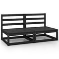 thumbnail image 1 of vidaXL Garden Middle Sofas 2 pcs Black Solid Wood Pine, 1 of 4