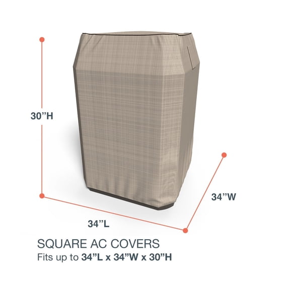Budge 34"W 34"L Black Ivory Patio Square AC Cover, StormBlock™ Mojave