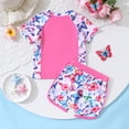 thumbnail image 6 of RTKFRFLM Toddler Girls Summer Butterfly Floral Print Tankini Set Fashion Patchwork Two Piece Swimsuit Beach Bathing Suit, Size 1-8 Years, 6 of 9