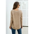 thumbnail image 5 of TFEOQRY Pullover Sweater for Women Solid Color Comfortable Knitwear Long Sleeved V-Neck Sweater Top Khaki, 5 of 5