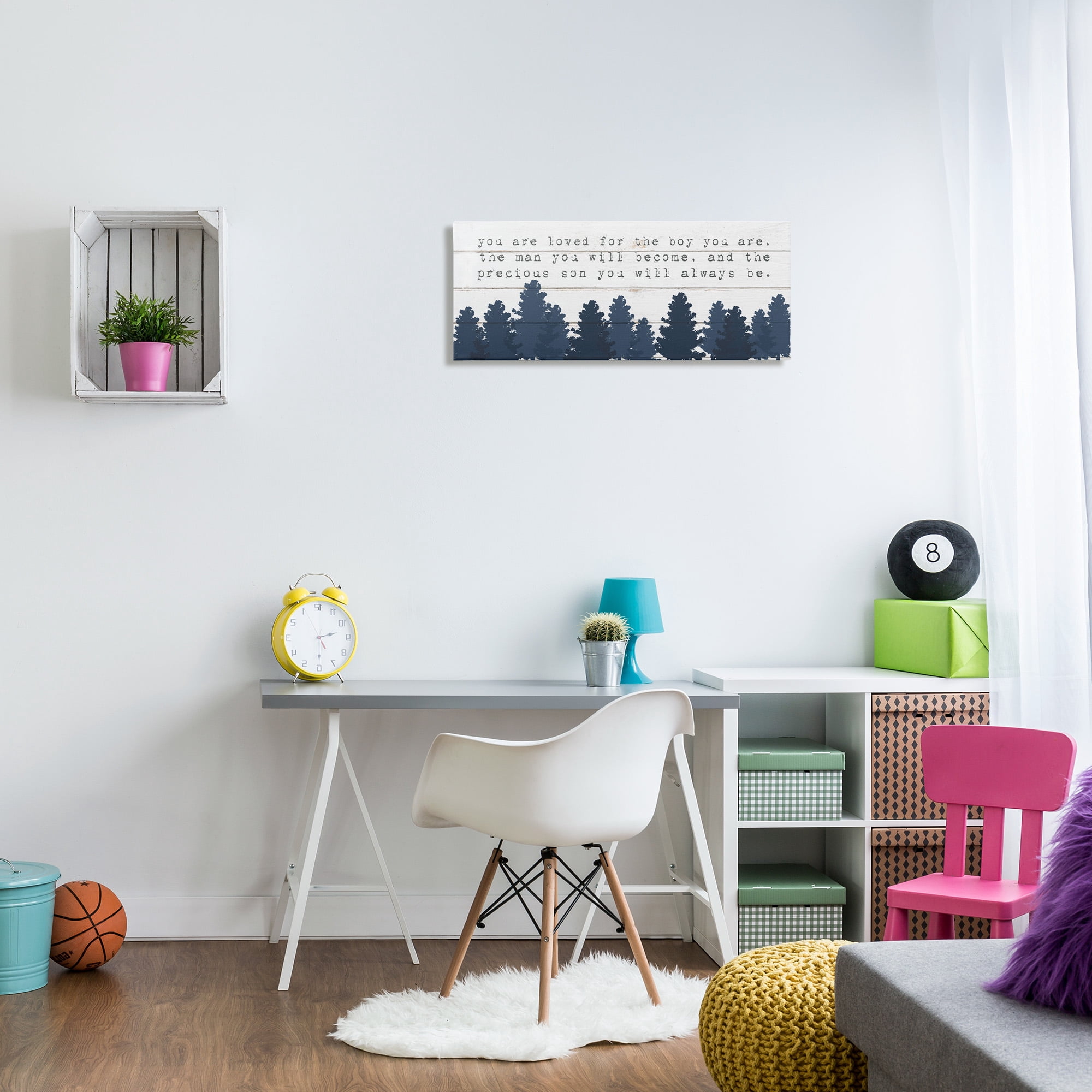 The Kids Room by Stupell You Are Loved For The Precious Son You Are Navy Blue Forest Canvas Wall Art