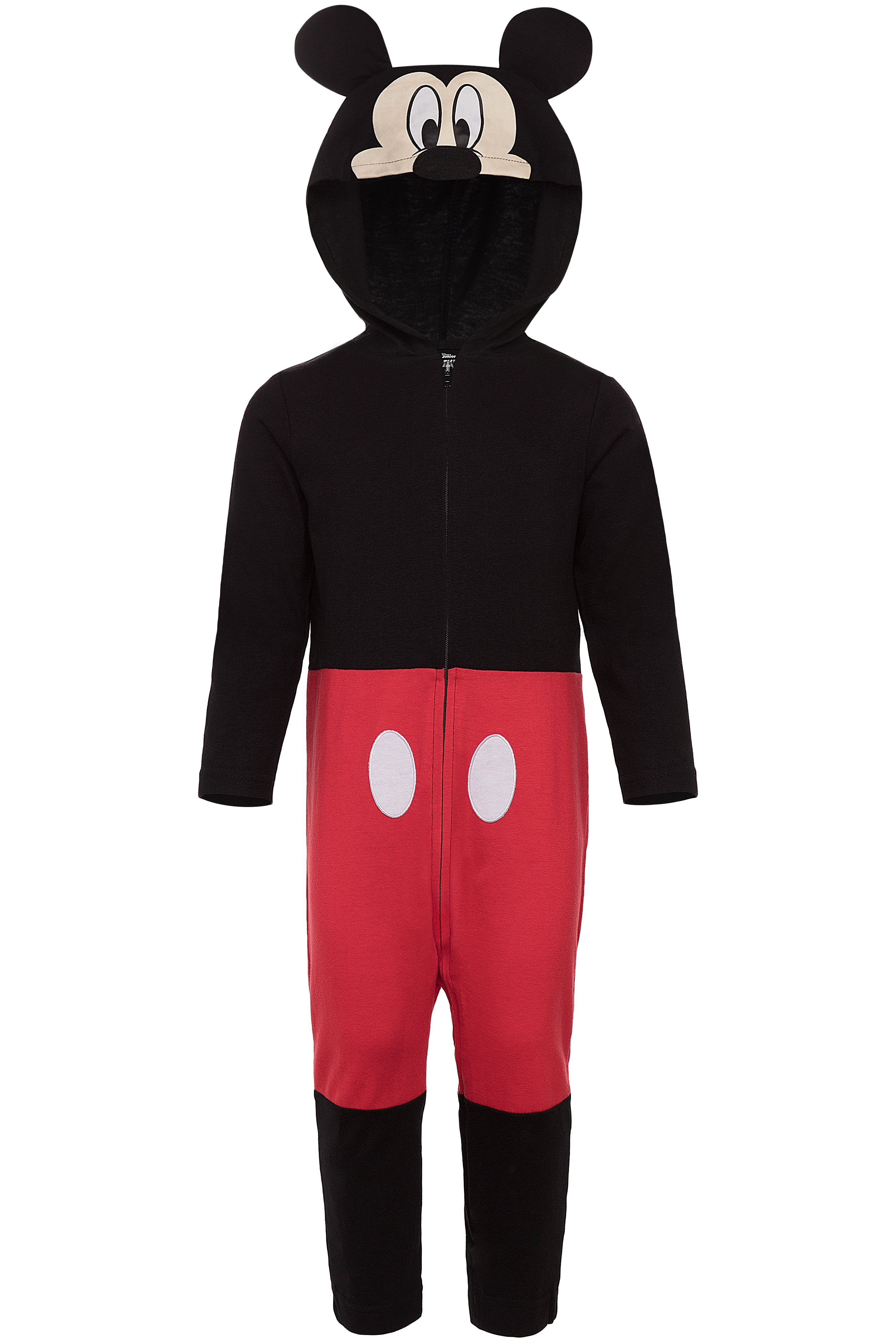 Disney Baby Boys Mickey Mouse One Piece Hooded Footless Romper Jumpsuit Newborn and Infant
