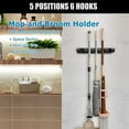 thumbnail image 6 of VANNYVANYA 2 Pack Wall Mount Mop Broom Holder, Heavy Duty Storage Organizer with 5 Slots 6 Hooks for Kitchen Garage Garden Laundry, 6 of 7