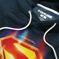 thumbnail image 2 of Superman 2025 Glowing Shield Choices Unisex Adult Slim Fit Pull-Over Heather Hoodie, Navy, Medium, 2 of 5