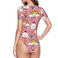 thumbnail image 4 of Fotbe Cartoon Chicken Women's Crew Neck Short Sleeves Bodysuit Tops Round Neck Slim Sleeveless Soft Comfortable Basic-Medium, 4 of 9