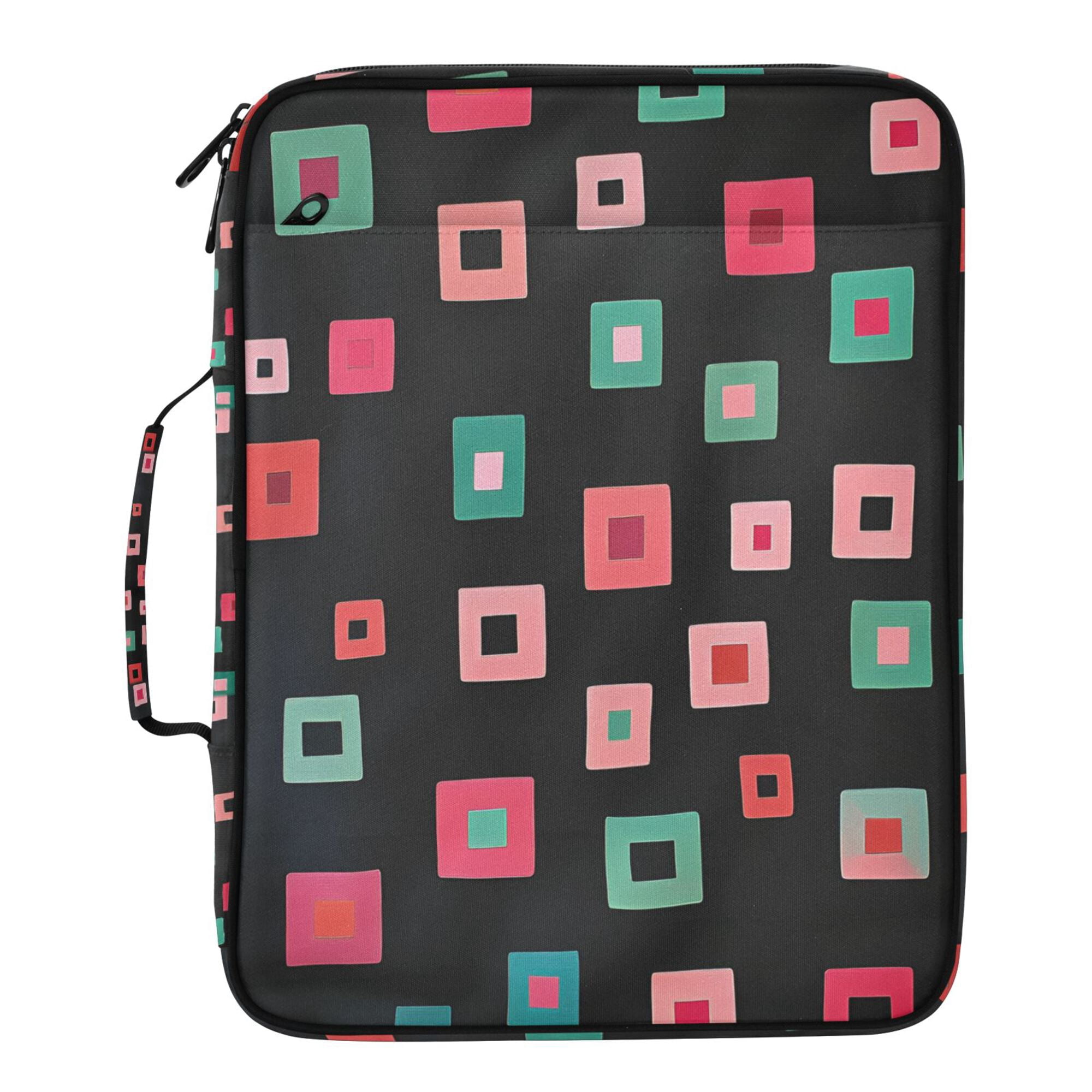 FORMRS Accordion File Folder A4 Size 7-Pocket Expanding Document Organizer Bag with 3 Ring Binder, Red Block Pattern