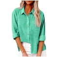 thumbnail image 1 of Camisa suelta de gran tamaño SCZ de manga larga Color cian 4XL, 1 of 5