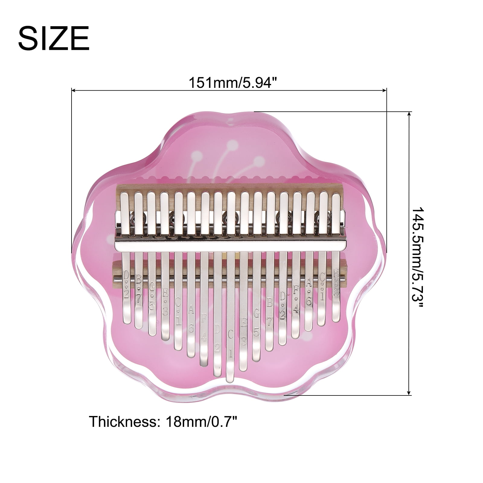 17 Keys Thumb Piano,Transparent Stamen Portable Finger Piano with Carry Box Musical Note Stickers Tuning Hammer
