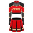 thumbnail image 3 of iiniim Costume de Pom-Pom Girl pour Femmes Uniforme de Cheerleading Tenue Robe 2 Pcs Haut Court avec Jupe Mini Plissée Rouge TTG, 3 of 5