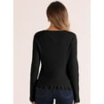thumbnail image 3 of DARING DIVA V Neck Long Sleeve Knit Ruffle Cardigan Shrugs L Black, 3 of 6