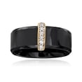 thumbnail image 3 of Ross-Simons Black Ceramic Ring With .10 ct. t.w. Diamond Bar in 14kt Yellow Gold, Women's, Adult, 3 of 6