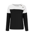 thumbnail image 6 of Kaemgyyd Shirt for Women Fall Fashion Clothing Long Sleeve Tops for Women Casual Loose Color Block Basic Tee with Button, 6 of 7