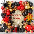thumbnail image 1 of Juego de globos de fiesta con forma de guirnalda LOOLEY, rojo, negro y dorado, 137 unidades, 1 of 5