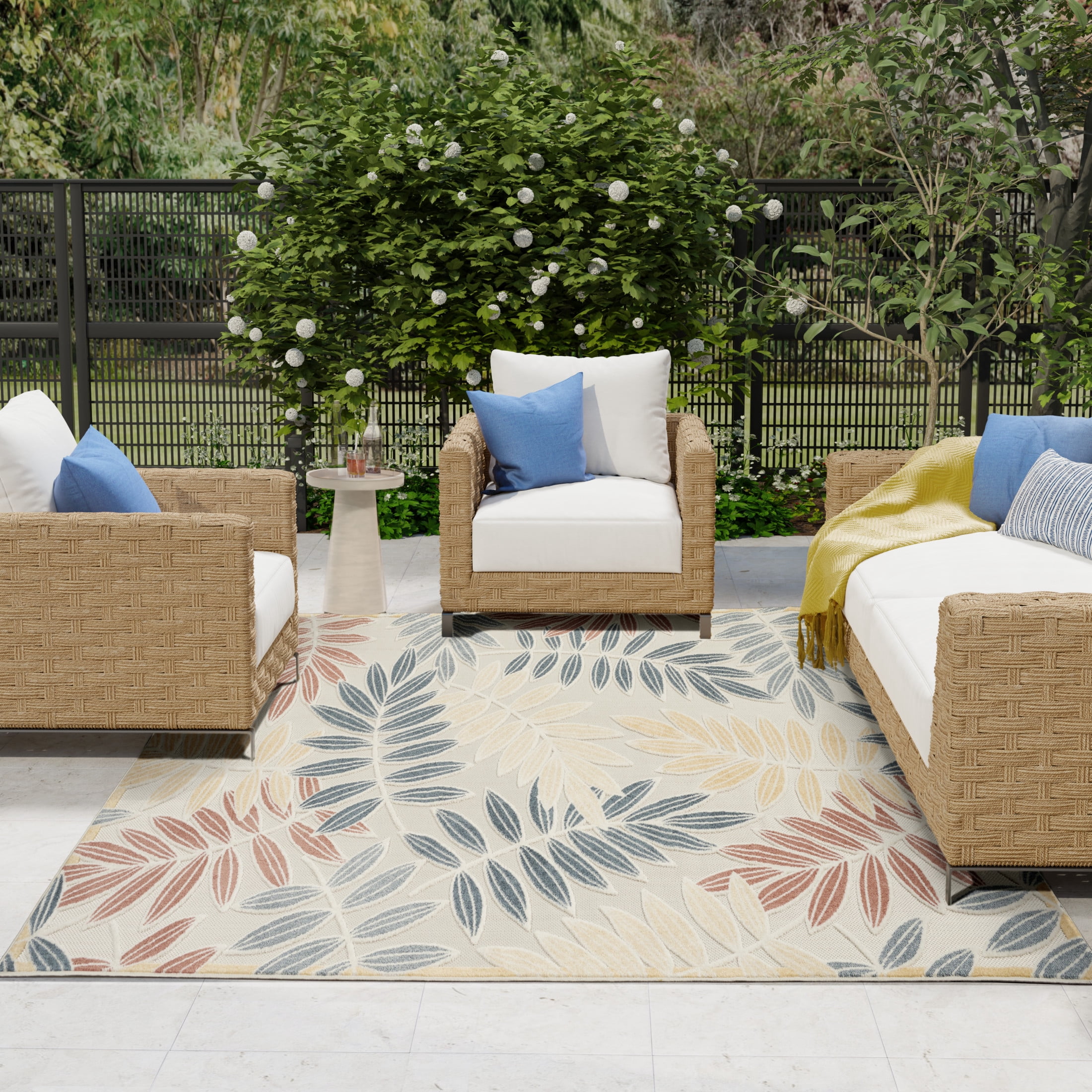 Nourison Aloha 9' x 12' Ivory Blue Modern Rug