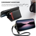 thumbnail image 5 of RFID Blocking Wallet Case for iPhone 13 Pro Max, Adjustable Crossbody Zipper Purse Case Card Holder with Kickstand Detachable Wrist Strap, PU Leather Flip Folio Case 6.7 Inch 5G (Black), 5 of 17