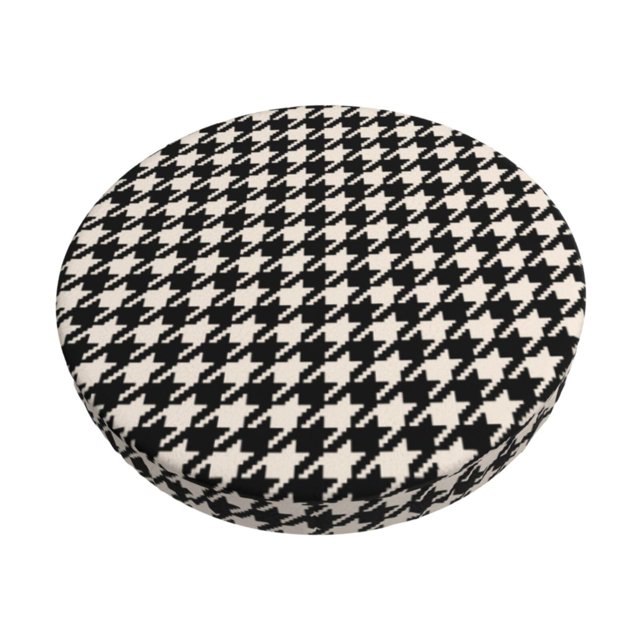 Balery Black and white houndstooth Fundas de asiento para taburete de bar redondo de tela de terciopelo ajustables que protegen de arañazos y manchas para sillas de 14 a 17 pulgadas.-13 inch