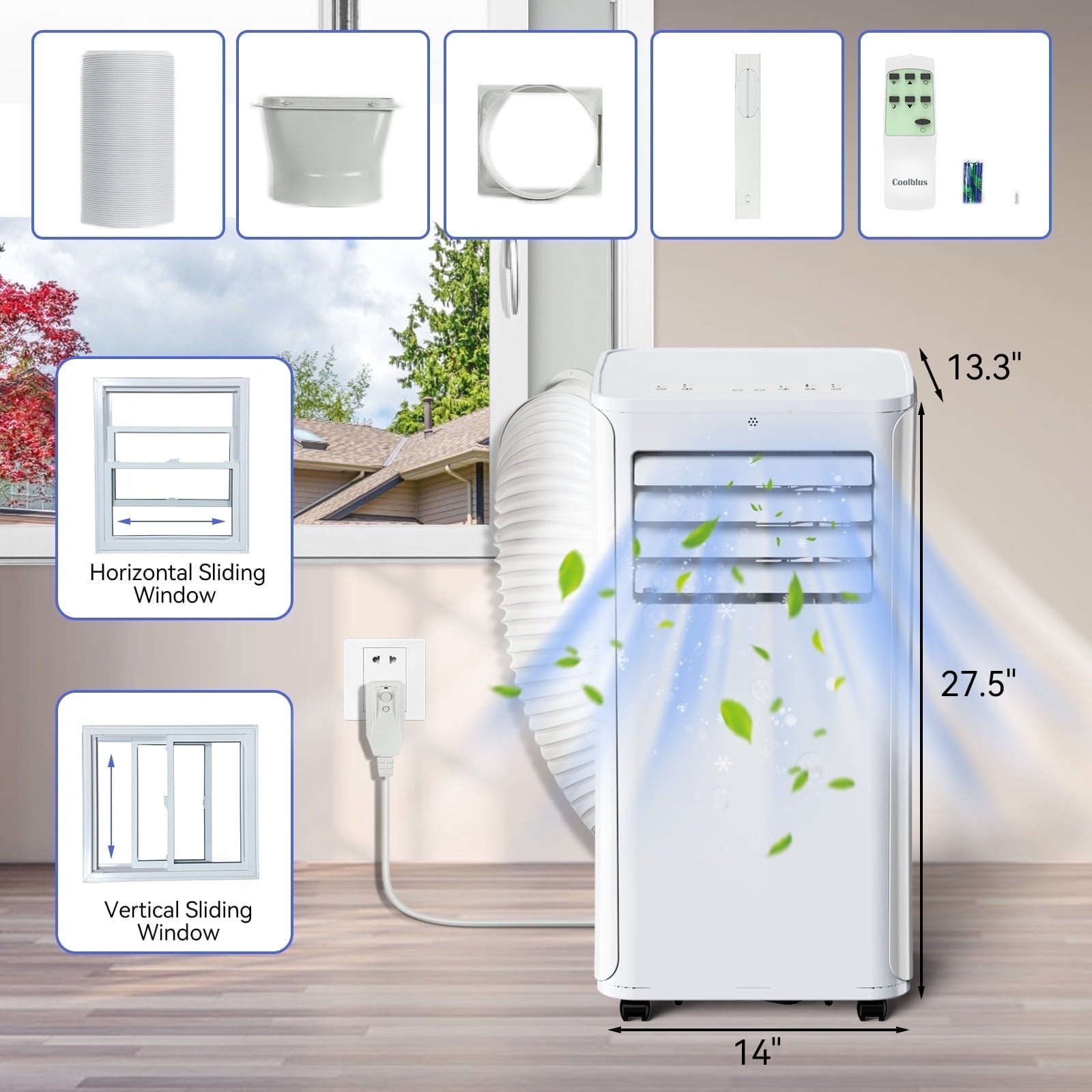 Kapwan 12000 BTU Portable Air Conditioner 3-in-1 24Hrs Timer with Remote Control/ Cool, Fan and Dry sleep Mode, Cool Up to 550 Sq/24Hrs Timer for Home