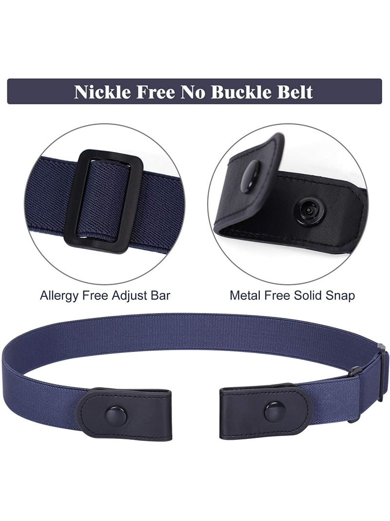 9769 4 Pack No Buckle Invisible Stretch Belt Buckle-free Elastic For Women Heldig Elastic Stretch Belt, Adjustable Comfortable Belt for  main image 4