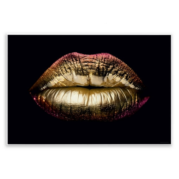Stupell Industries Pink & Gold Lipstick Fashion Painting Unframed Art Print Wall Art, 15 x 10
