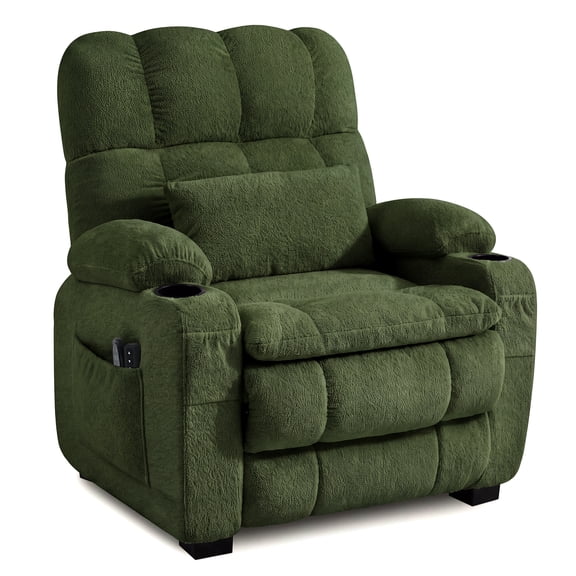 Garvee Oversized Power Recliner Chair with 25.6" Wide Seat, Heat and Massage, Green