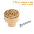 thumbnail image 3 of Uxcell 3pcs perillas de ratán redondas de madera con tornillos, color madera, 3 of 4