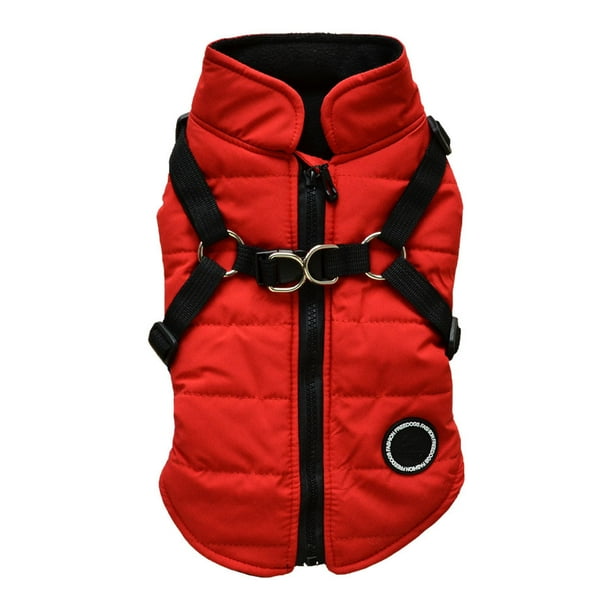 Keep Your Pup Warm and Cozy in This Stylish Red Padded Dog Vest Jacket!