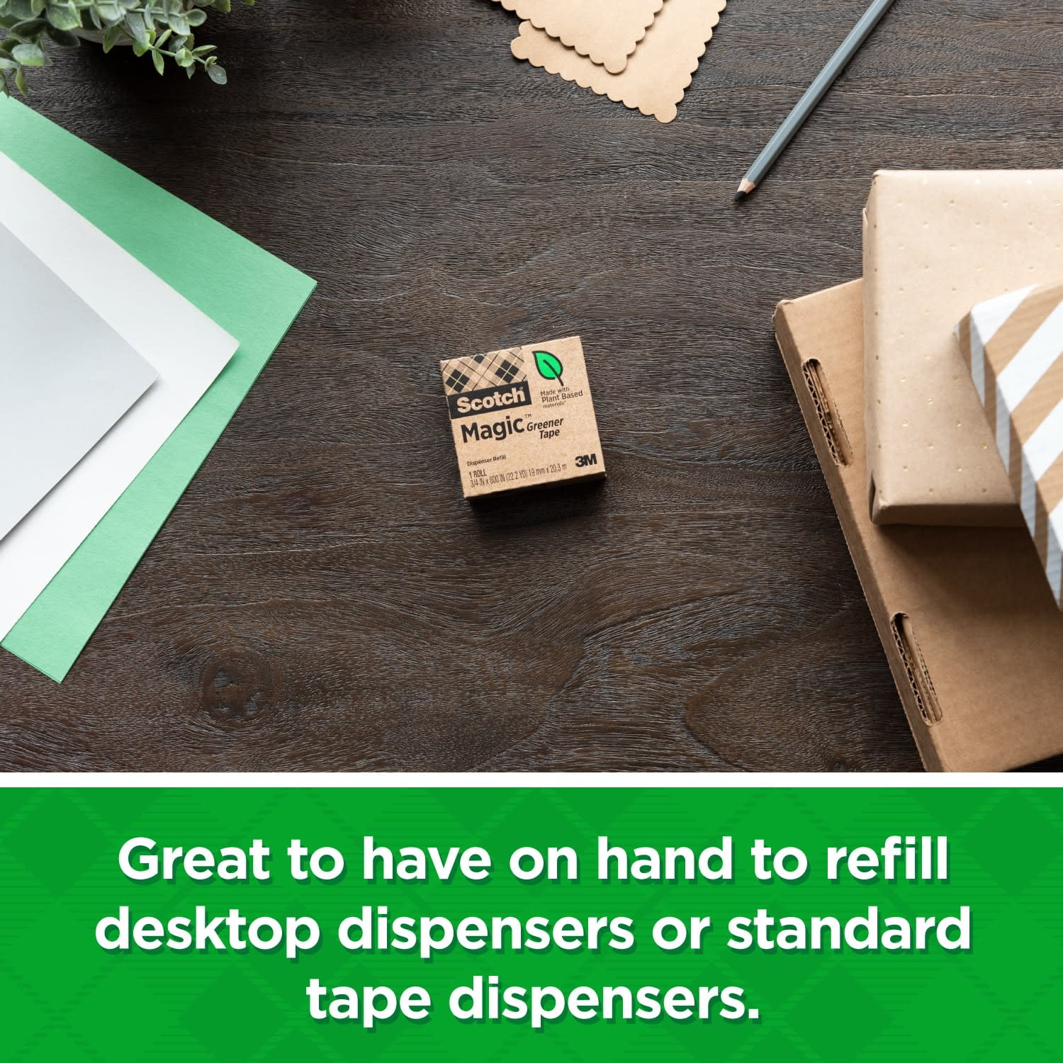 Scotch Magic Greener Tape Refills, 3/4 in. x 900 in., 12 Boxes/Pack