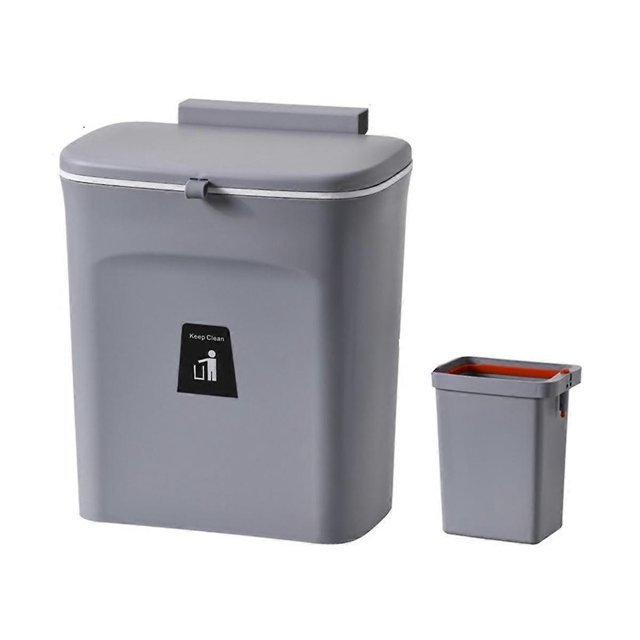 Cubo de basura para cocina, inodoro, cubo de basura para pared, cubo de basura para baño, cubo de basura para puerta, color gris