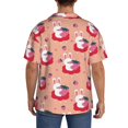 thumbnail image 3 of Fotbe Bunny And Strawberry Camisa Estampada de Manga Corta para Hombre, Casual de Verano, Estilo Playero, Sin Arrugas-Small, 3 of 5