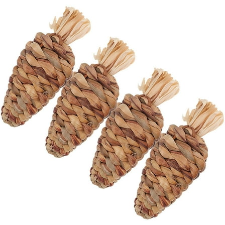 LEORX Rabbit Guinea Pig Toy 4 Pack Of Fun Carrot Chew Toys For Biting Health