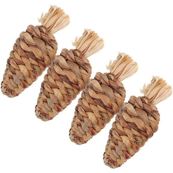 LEORX Rabbit Guinea Pig Toy 4 Pack Of Fun Carrot Chew Toys For Biting Health