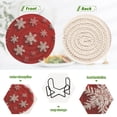 thumbnail image 5 of 6 Pcs Drink Coasters with Holder 3.94in Woven Coasters for Drinks Red and White Snowflakes Coaster Set for Protection Table, 5 of 7