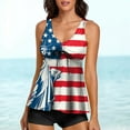 thumbnail image 2 of Bjutir Patriotic Swimsuits For Women Flag Star Graphic Print Patriotic Plus Size Ruched Swimwear Summer V Neck High Waisted Two Piece Swimsuits Beach Vacation Women Tankini Set Red Xl, 2 of 5