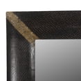 thumbnail image 2 of Transitional Solid Wood Vanity Mirror With Brass Foil Accent Corners | 30" x 37" Brown Wooden Wall Mirror | Unique Decorative Large Mirror, 2 of 4