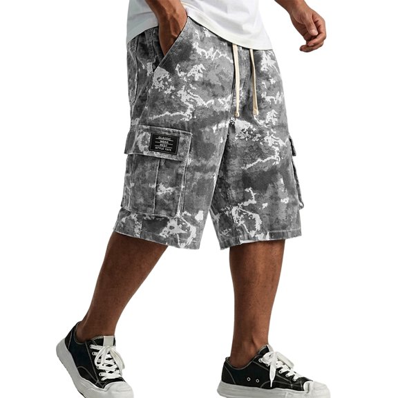 Satingcolo Cargo Hiking Shorts for Men Summer Workout Hiking Shorts with Pockets Knee Length Casual Loose Bermuda Athletic Short