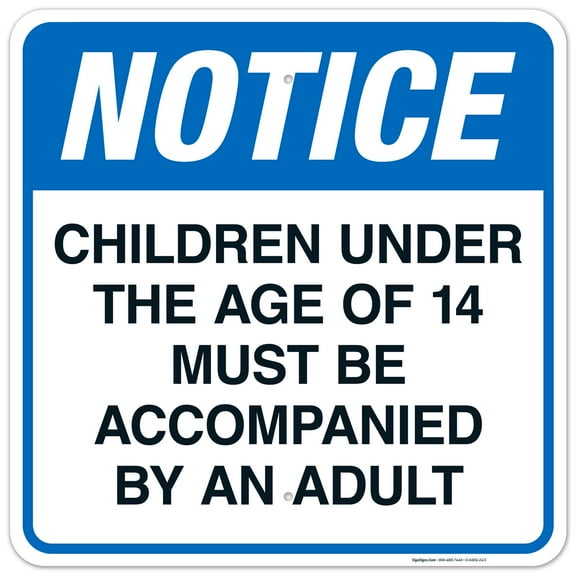 Children Under The Age Of 14 Must Be Accompanied By An Adult Sign, Pool Sign,
