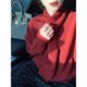thumbnail image 2 of Suéter rojo vintage MEXZT para mujer con bufanda, jerséis de punto, jerséis navideños de manga larga, jerséis casuales coreanos para otoño e invierno, 2 of 4